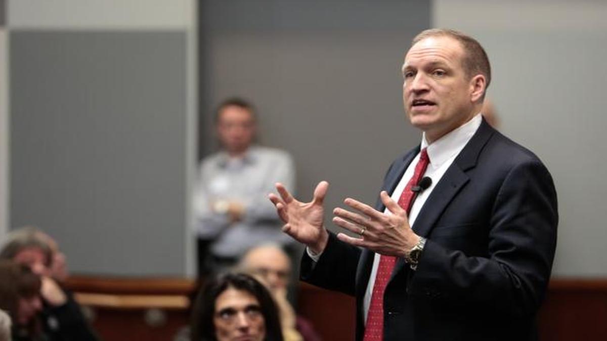
Dan Mahony speaks with Winthrop University employees last month.
