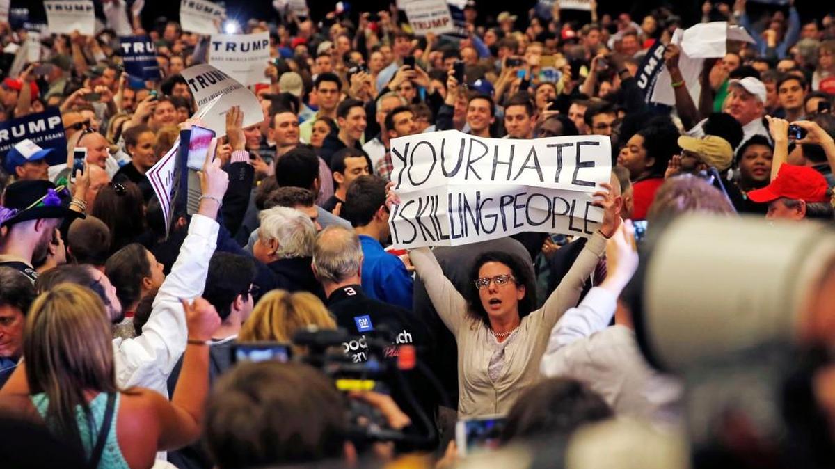 Republicans find themselves mulling whether to unite behind a coarse, blustering bigot whose scapegoating and strongman rhetoric has Holocaust survivors comparing him to Hitler.