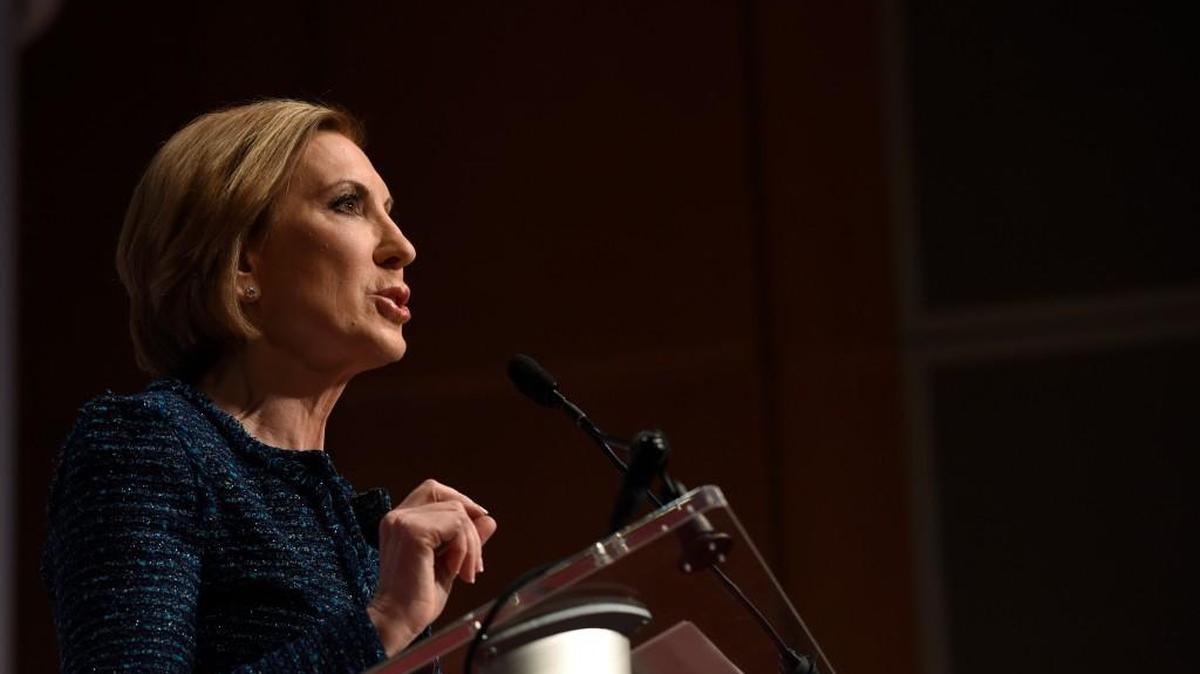 Republican presidential candidate and former businesswoman Carly Fiorina speaks at the Republican Jewish Coalition Presidential Forum on Thursday.