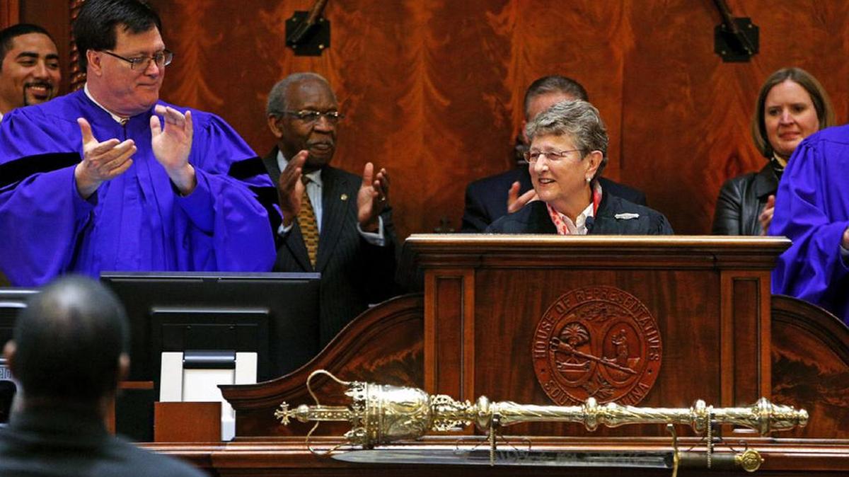 
SC House Speaker Jay Lucas, left, applauds as Chief Justice Jean Toal prepares to deliver the State of the Judiciary address to the Legislature earlier this year.

