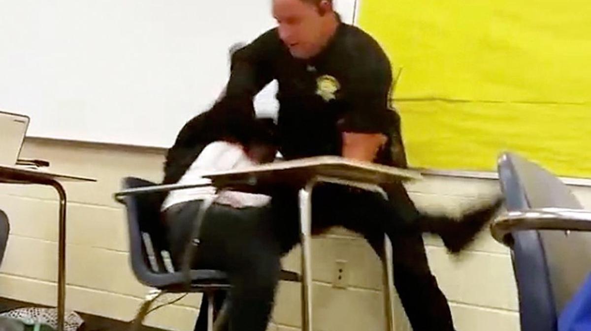 Student video shows then-Richland County senior Deputy Ben Fields trying to remove a student who refused to leave her Spring Valley High School math class.