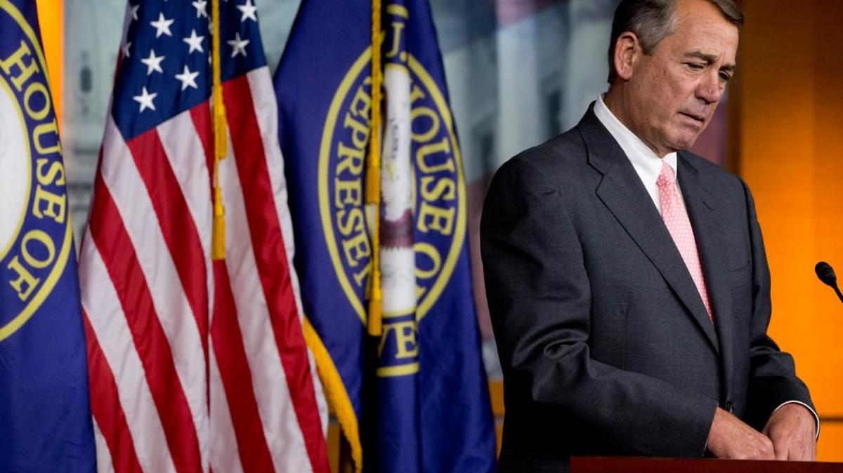 
House Speaker John Boehner of Ohio speaks during a news conference on Capitol Hill in Washington on Friday.
