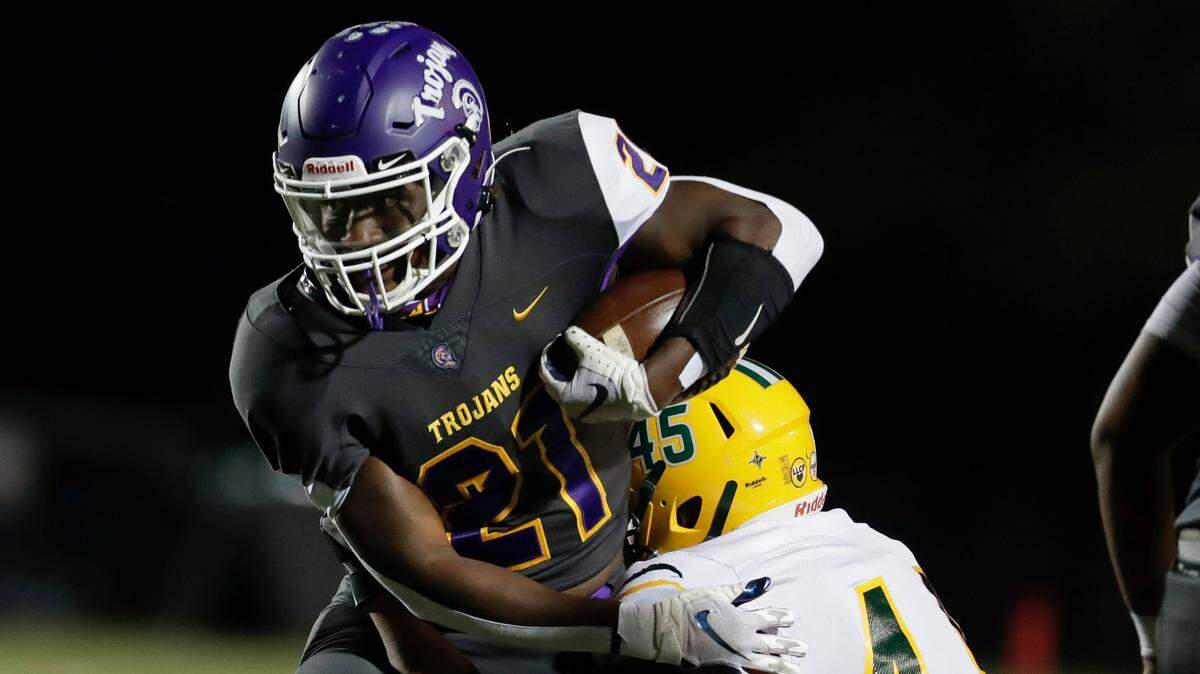 Northwestern’s #21 Derrick McCrorey carries the ball as Northwestern hosts Spring Valley in Friday night varsity football. 10-30-2020.