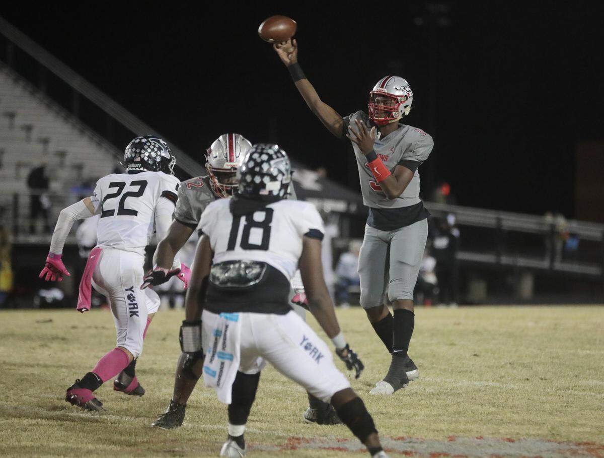 South Pointe’s Zaveion Mccrorey looks for an opening.