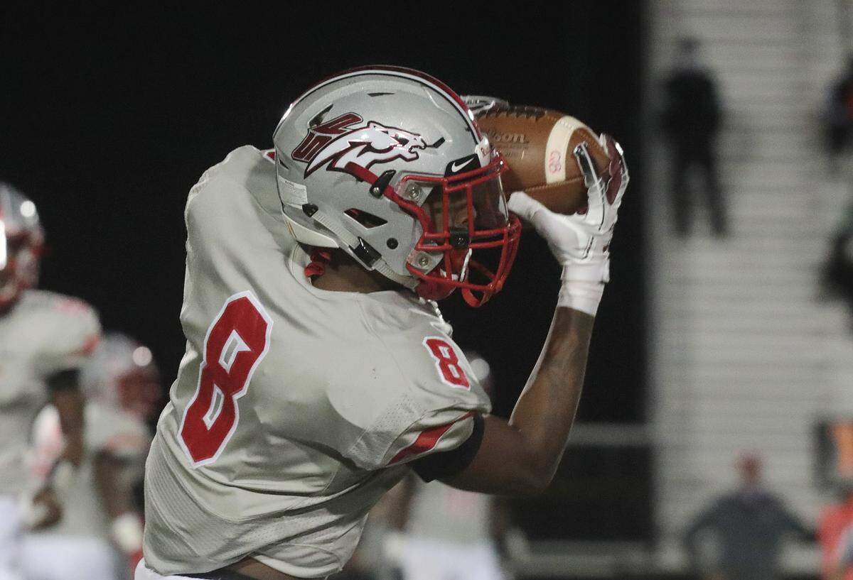 South Pointe’s Jayrin Hemphill catches the ball Friday as the Stallions take on the Dutch Fork Silver Foxes in Rock Hill.