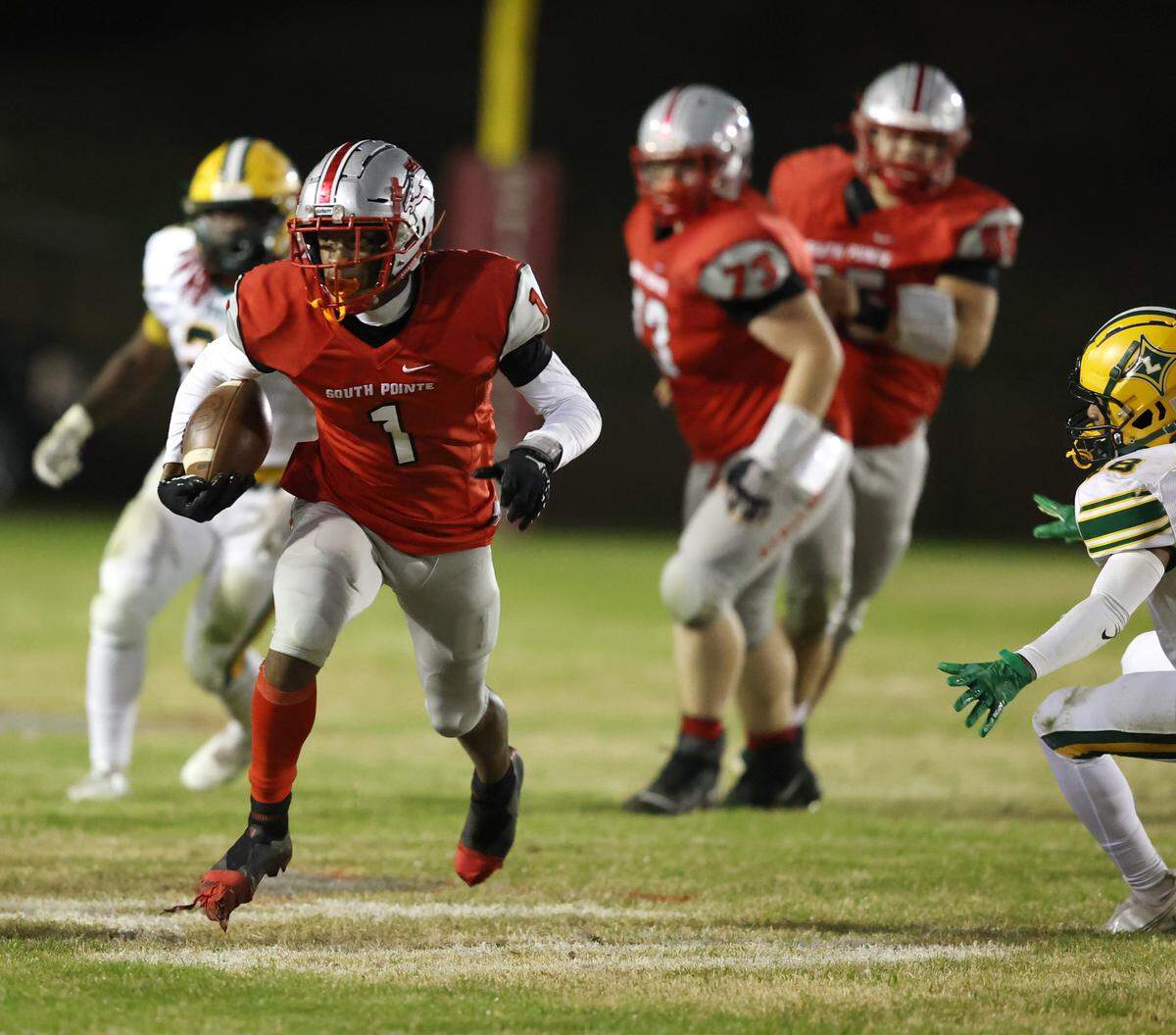 South Pointe hosted Laurens in the second round of the state playoffs November12, 2021. South Pointe’s Waymond Jenerette heads to the endzone for a score. Andy Burriss-Special to The Herald