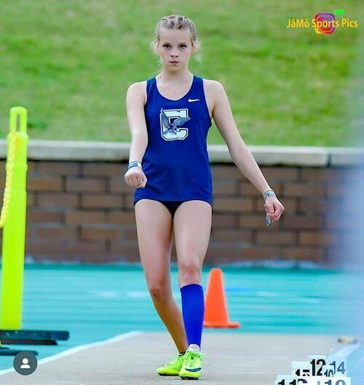 Boggess holds the school record in long jump and triple jump for the Blue Eagles.