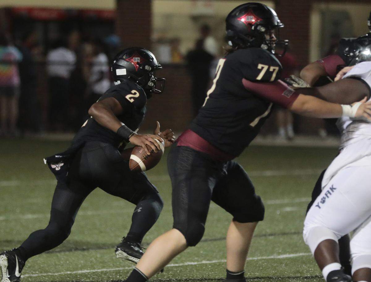 Rock Hill’s Matthew Wilson looks for an opening against York earlier this season. The Bearcats face region foe Blythewood on Friday (Oct. 15, 2021).
