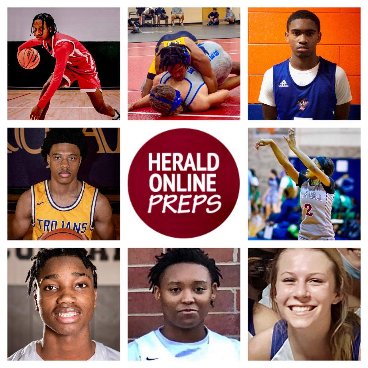 A collage of The Herald’s wrestling and basketball Athlete of the Week finalists. The poll opened on Monday, Dec. 6, and closes at 1 p.m. on Thursday.