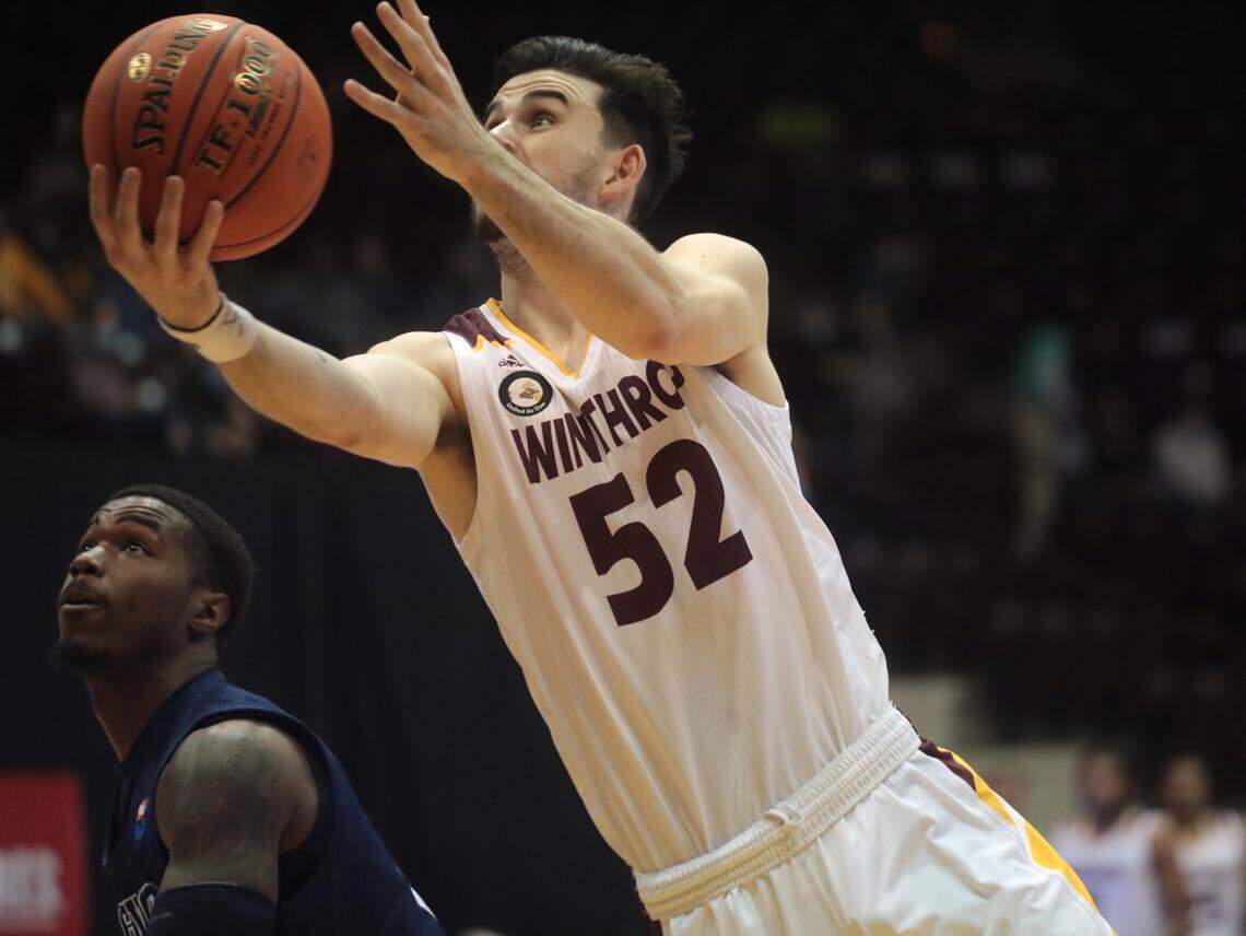 Winthrop’s Chandler Vaudrin heads to the basket