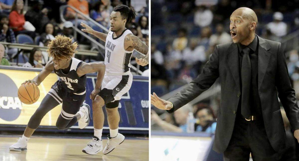 Larry Davis (right) has been named the 2022 All-Area Coach of the Year, and his son, Kory Davis (left), has been named the 2022 All-Area Player of the Year.