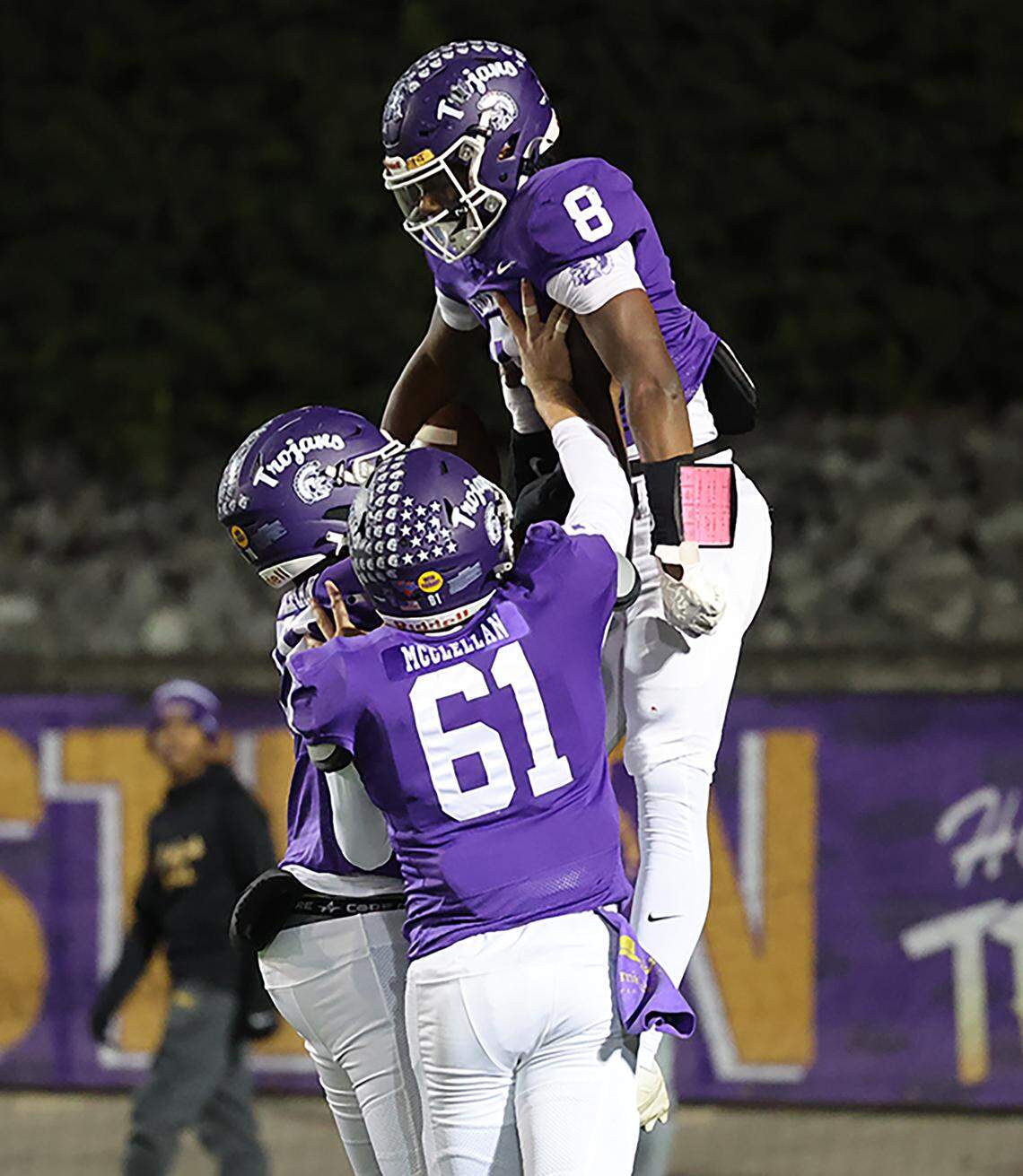 Northwestern players celebrate in the endzone after scoring a touchdown Friday in Rock Hill, S.C.