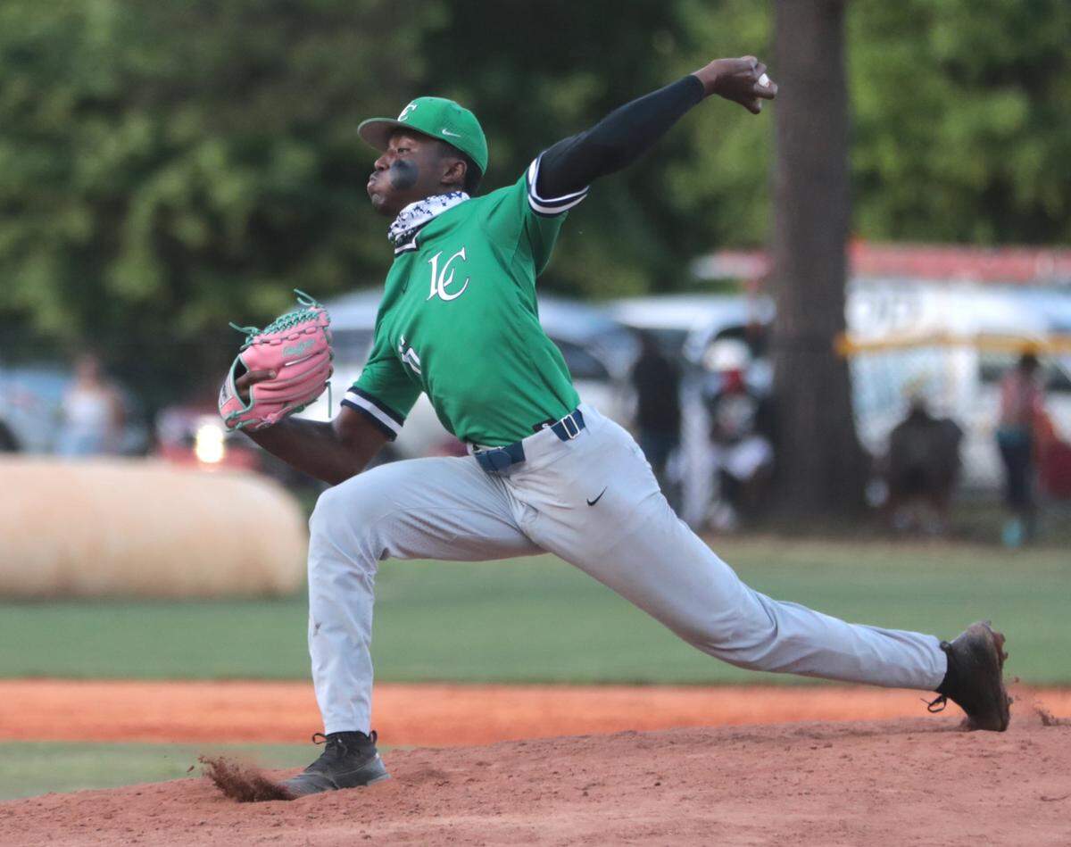 Legion’s Xavier Pelzer pitches against Andrew Jackson Tuesday at the region 2A baseball championships in Lancaster