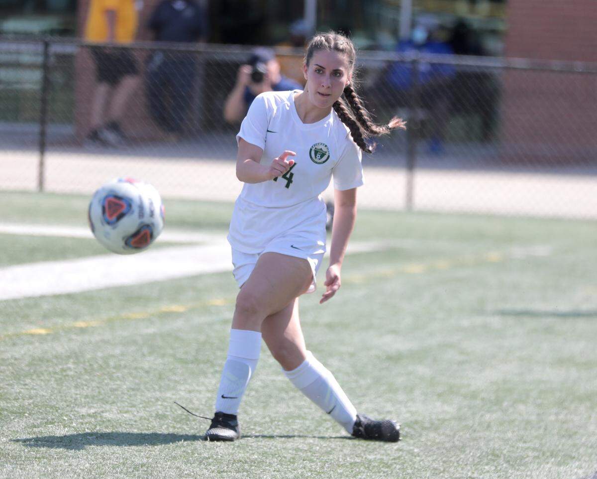 Catawba Ridge’s Natalie Toedtman saves the ball from going out of bounds Saturday at the South Carolina 2A championship game in Irmo