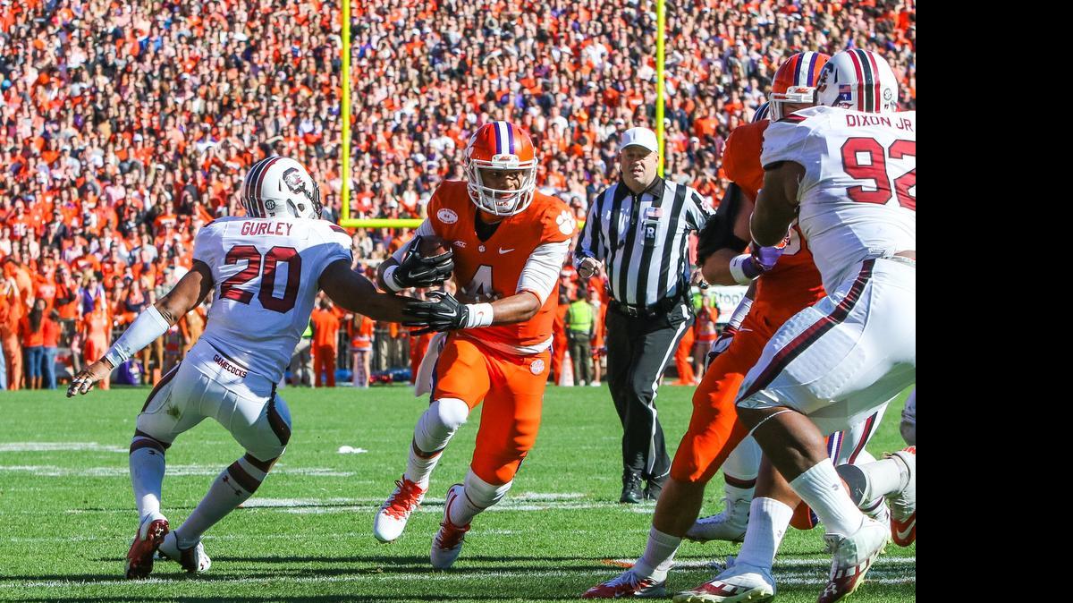 
Clemson quarterback Deshaun Watson (4) was selected as the Atlantic Coast Conference’s preseason player of the year on Tuesday. Clemson was picked to win the league.
