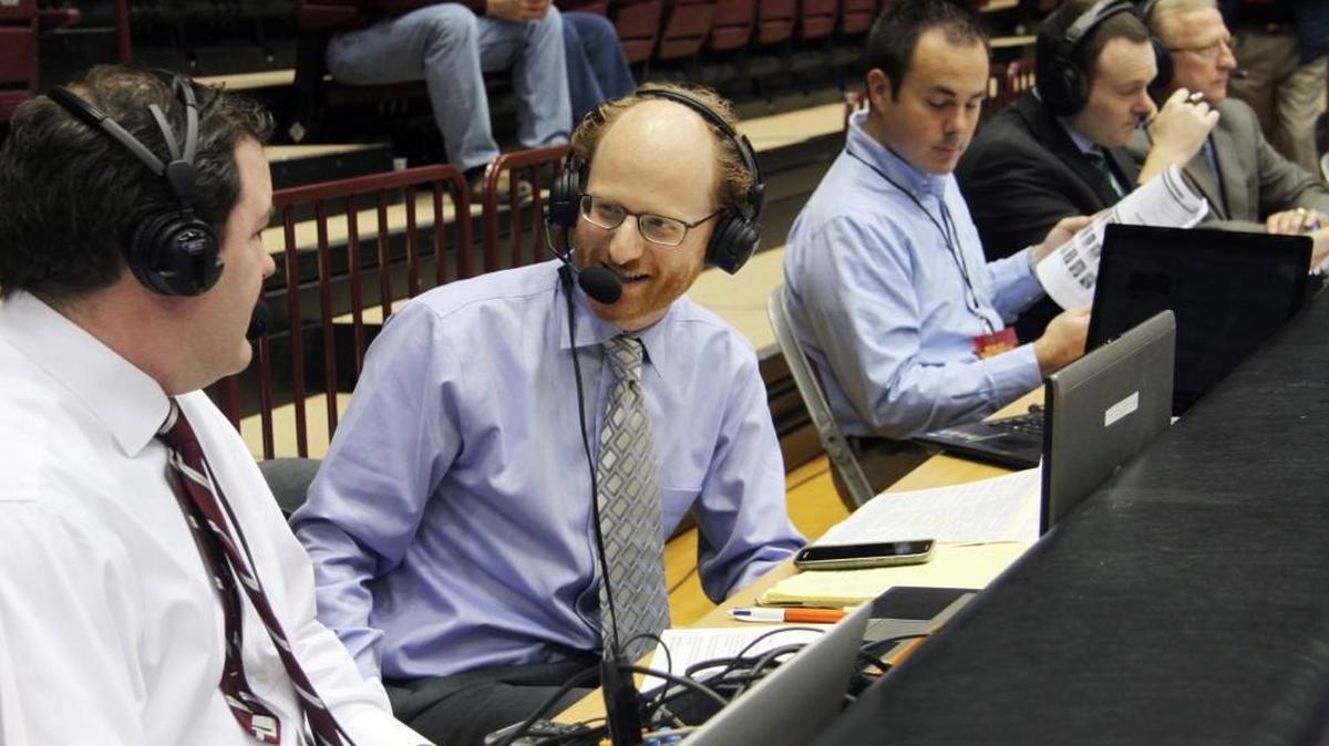Dave Friedman and Mike Pacheco (left) have worked together calling Winthrop games for 10 years.