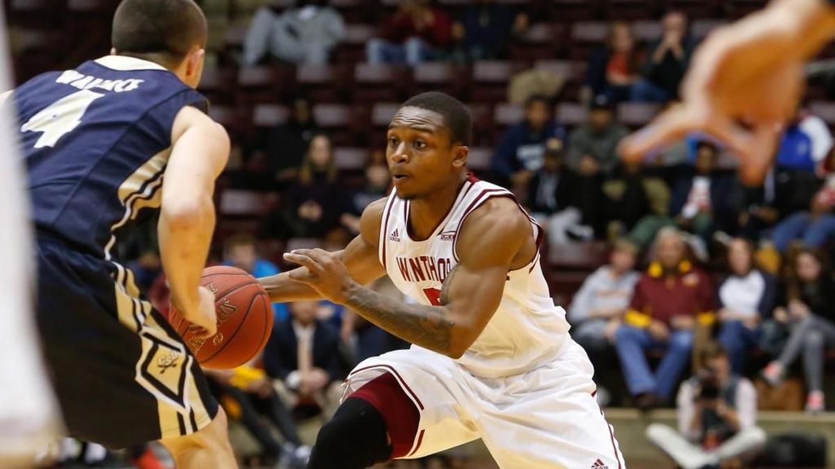 Winthrop’s Keon Johnson moves the ball down court as Winthrop hosts Charleston Southern on Wednesday.