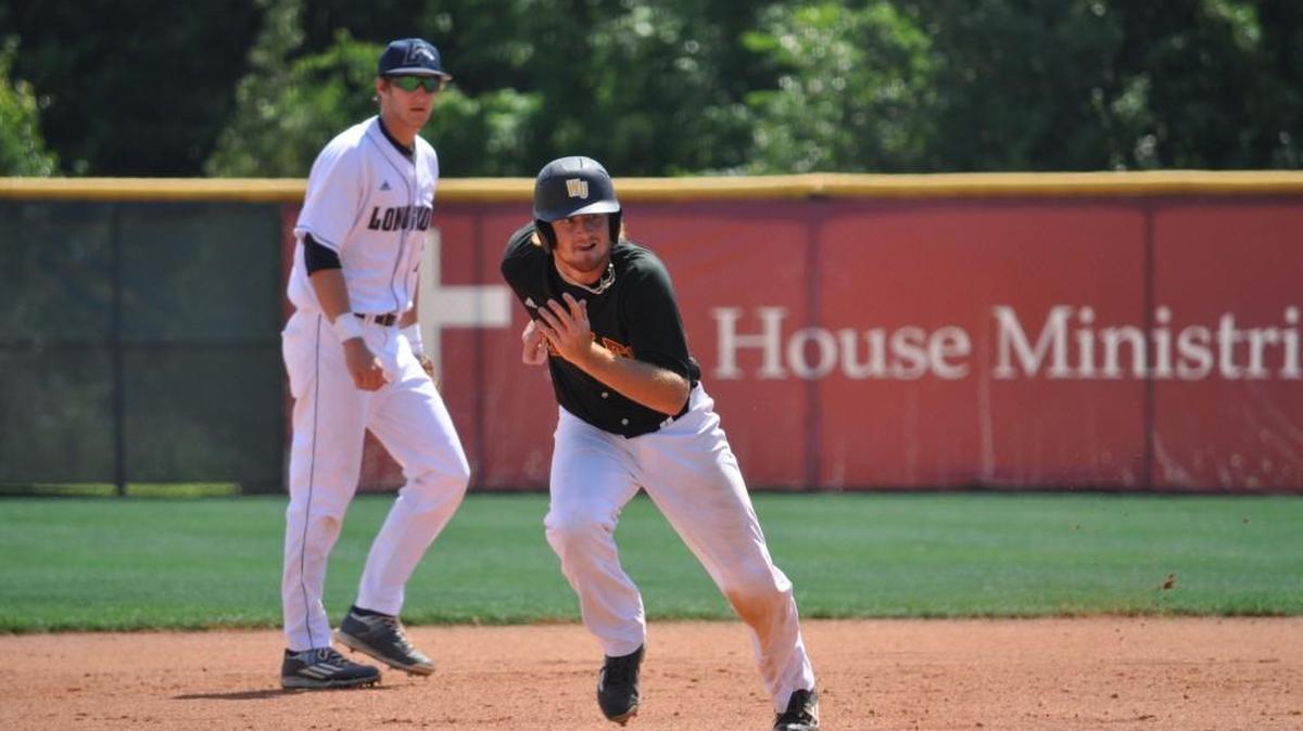 Kyle Edwards head for third before scoring Winthrop’s first run against Longwood during the opening day of the Big South Conference baseball tournament on Tuesday.