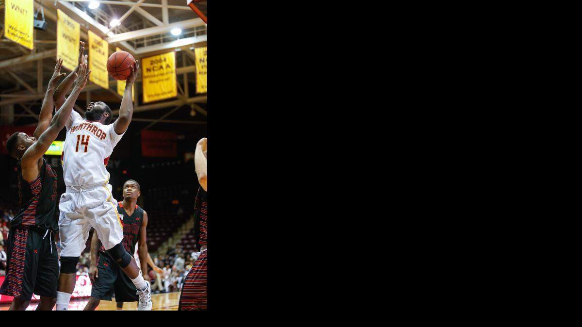 
Winthrop’s James Bourne shown in a game against Gardner-Webb two seasons ago. Bourne will spend his final year of college basketball elsewhere, according to coach Pat Kelsey.
