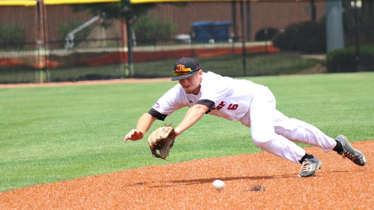 
Winthrop shortstop Kyle Edwards hunts down a Campbell hit during the Eagles’ 8-5 Big South Conference tournament first round win over the Camels Tuesday.
