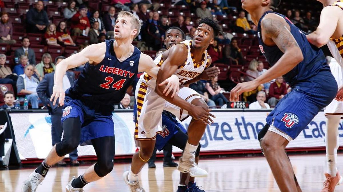 Winthrop takes on Liberty in Big South conference men's basketball at Winthrop Coliseum on Tuesday, Jan. 9, 2018 in Rock Hill, South Carolina.