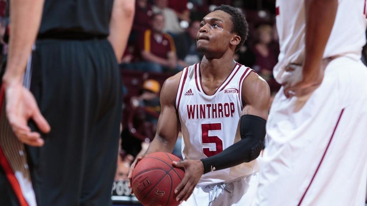 Winthrop's Keon Johnson steps up to the free throw line as Winthrop hosted Campbell in Big South Conference play Saturday, 2-4-2017.
