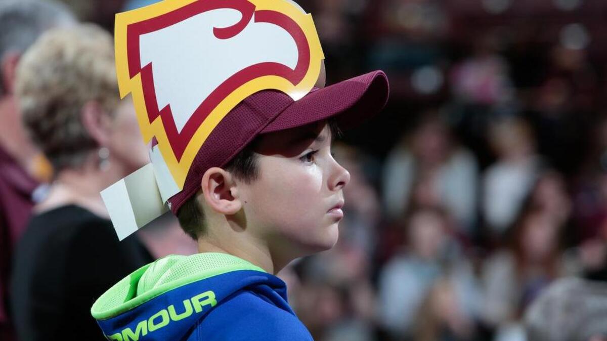 Fielding Faulkenberry watches the screen as Winthrop fans gather at the Winthrop Coliseum to find out who the Eagles face as they travel to the NCAA Tournament. 3-12-2017.