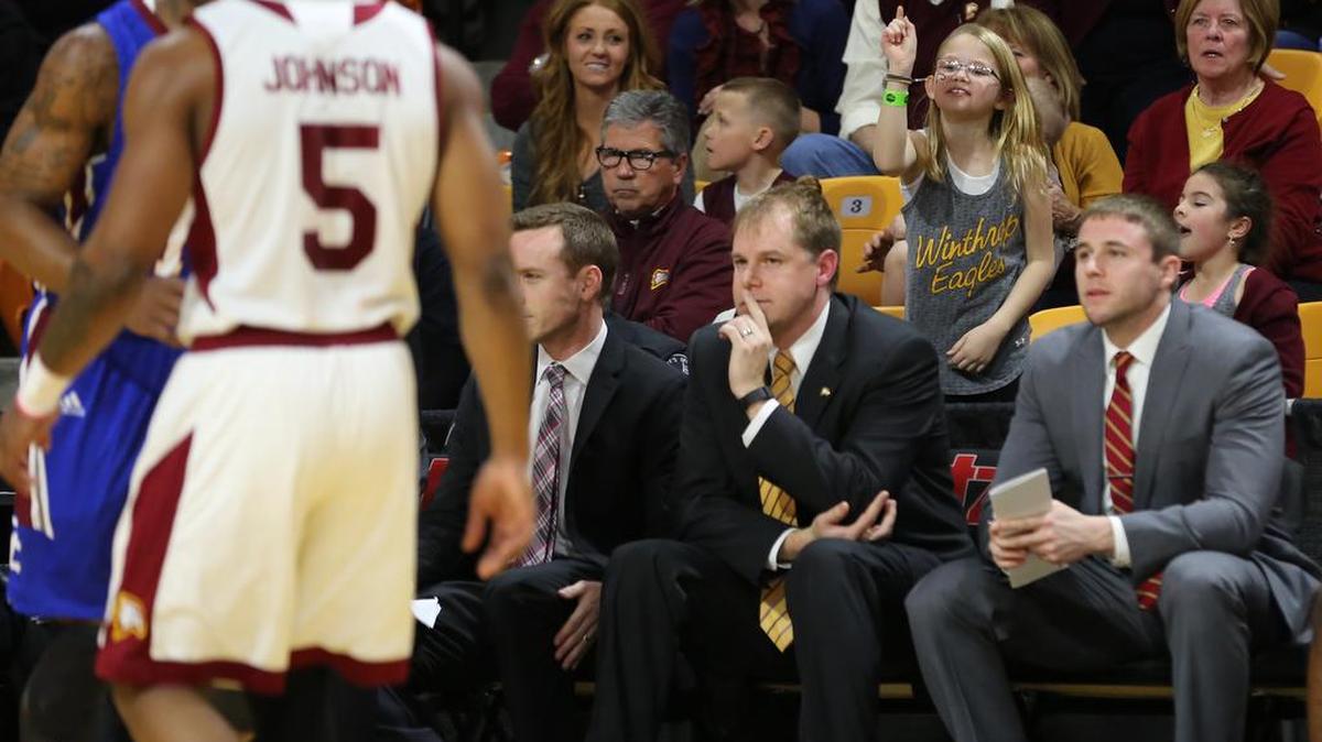 Pat Kelsey’s father, Mike, looks out on the court during a recent Winthrop men’s basketball game. The Kelsey family will be out in droves said Pat’s younger brother Walt, who played college hoops at Northern Kentucky.