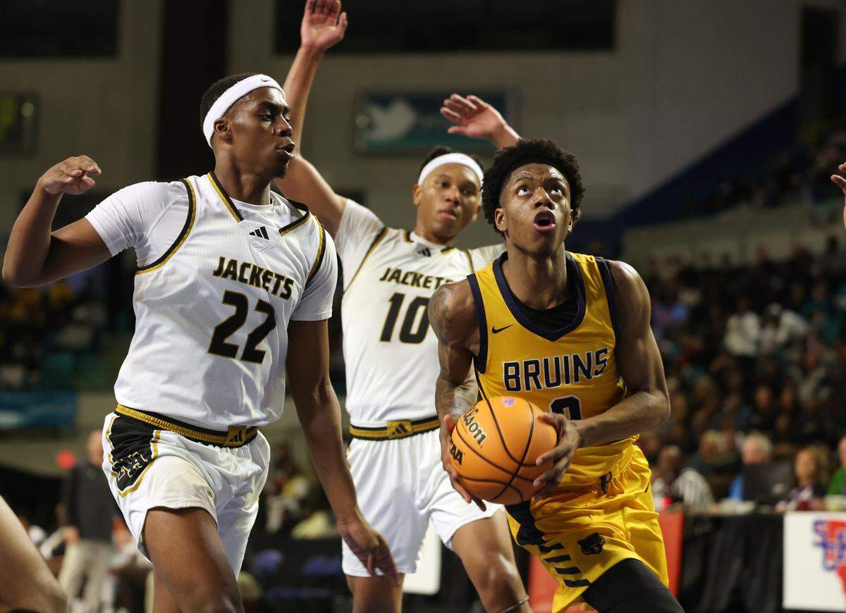 Lancaster’s Jordan Watford heads to the basket Friday at the Class 4A championship game against North Augusta in Florence.