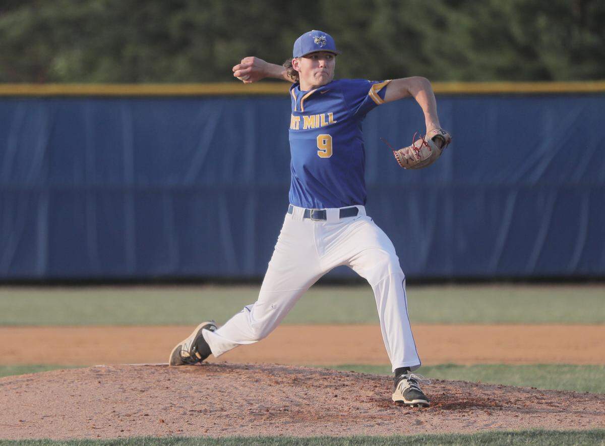 Fort Mill’s Mathieu Curtis throws a pitch.