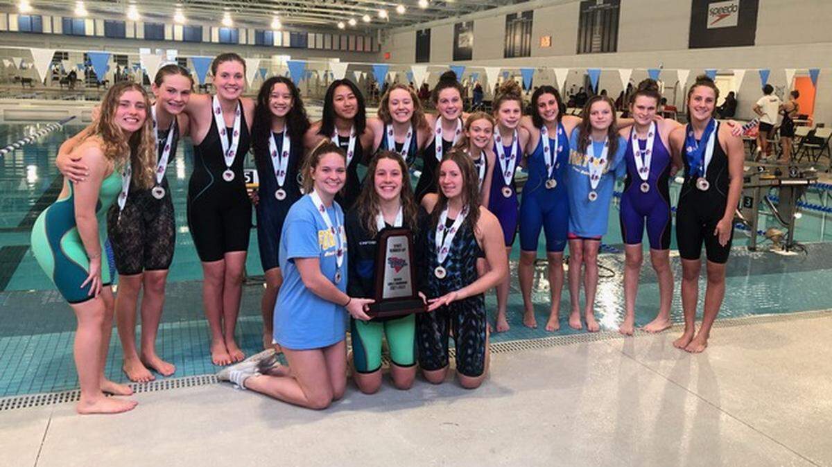 The Fort Mill girls’ swimming team, pictured here, finished second at the 5A South Carolina state championships in North Charleston.