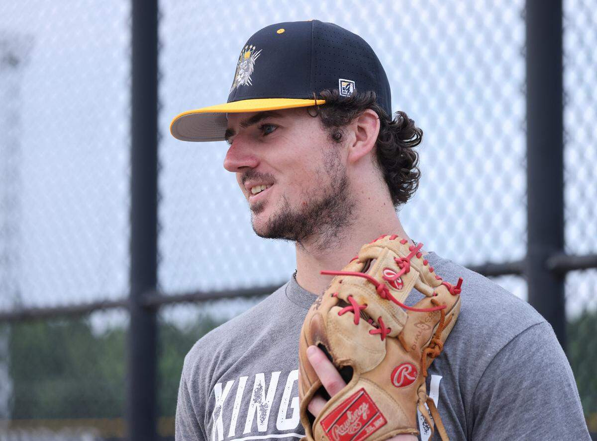 Kingsmen’s Justin Stewart talks during practice Monday at practice at York Comprehensive High School.