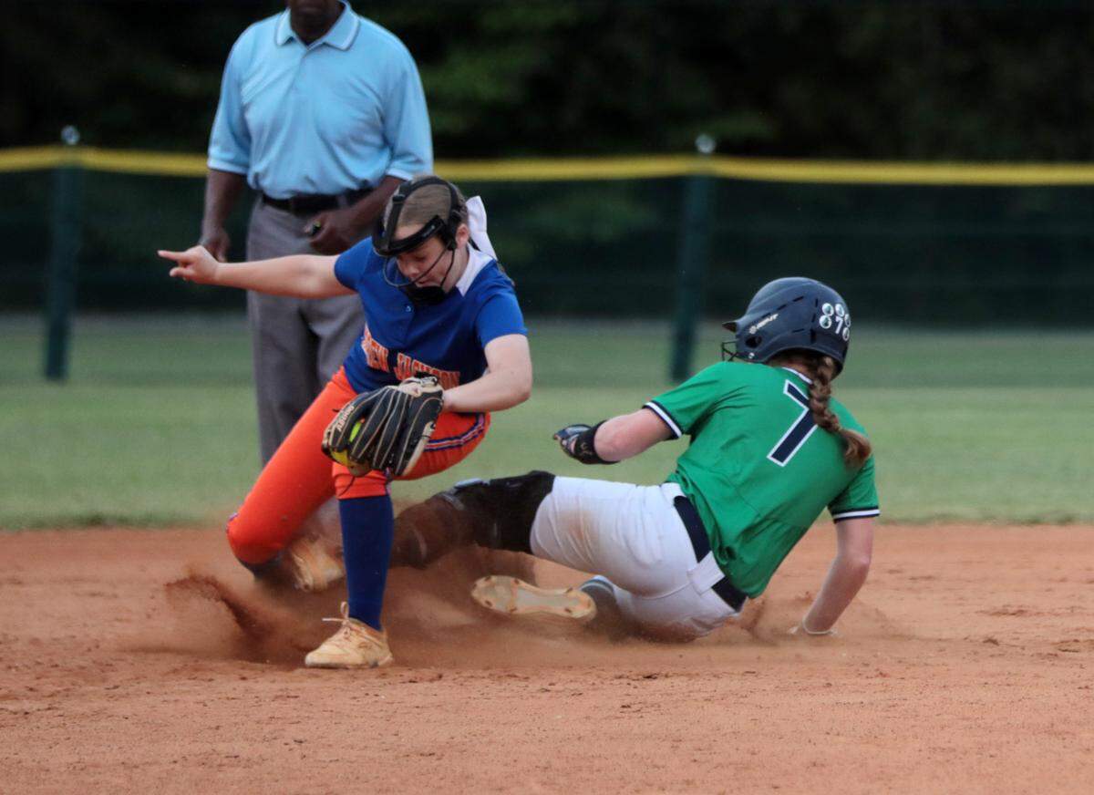 Herald file: Legion’s Morgan Langley slides into second base in Rock Hill in the 2021 state championship series. The USC Upstate signee made The Herald’s 2022 All-Area Softball Team.