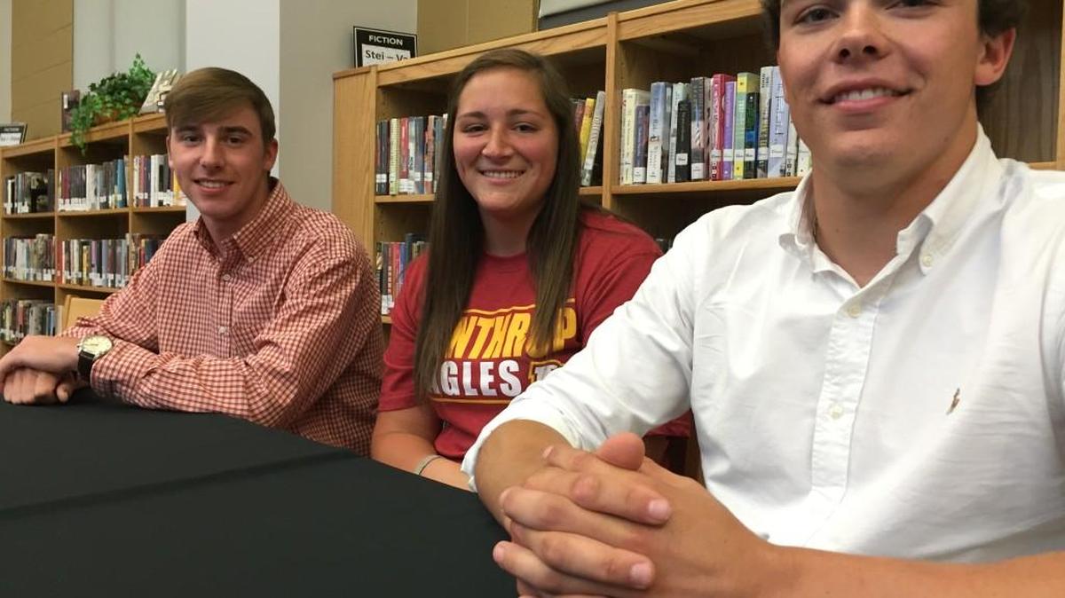 (From left) Will McSwain, Kinleigh Wilkinson and Aaron Harper were recognized Wednesday in the York Comprehensive library.