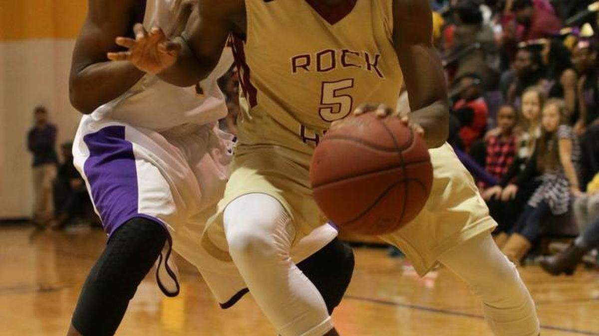 
Rock Hill’s Andrew Barber (right) will be driving to the basket against Northwestern in December at Time Warner Cable Arena in uptown Charlotte.

