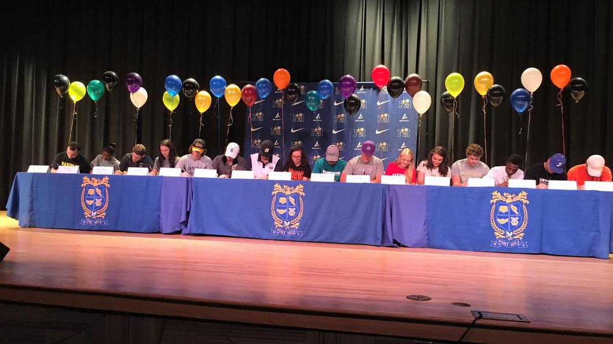 A big balloon purchase was required for Fort Mill’s spring signing day ceremony on Thursday. Sixteen Yellow Jackets confirmed their college athletics plans.