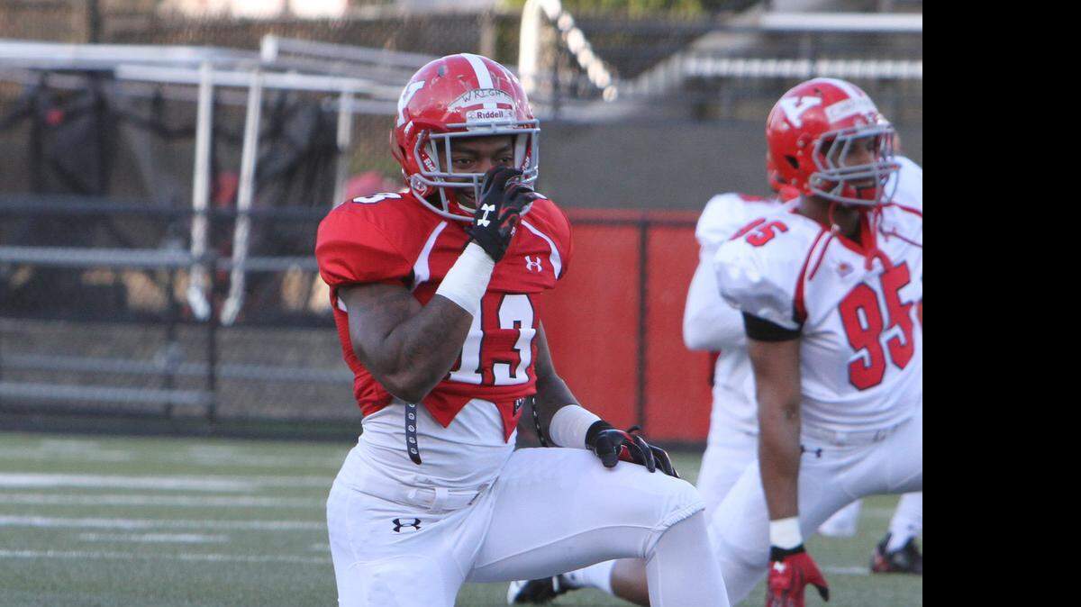 
York’s Lee Wright has had a good spring practice season at Youngstown State and is pushing for a starting job at linebacker this fall.

