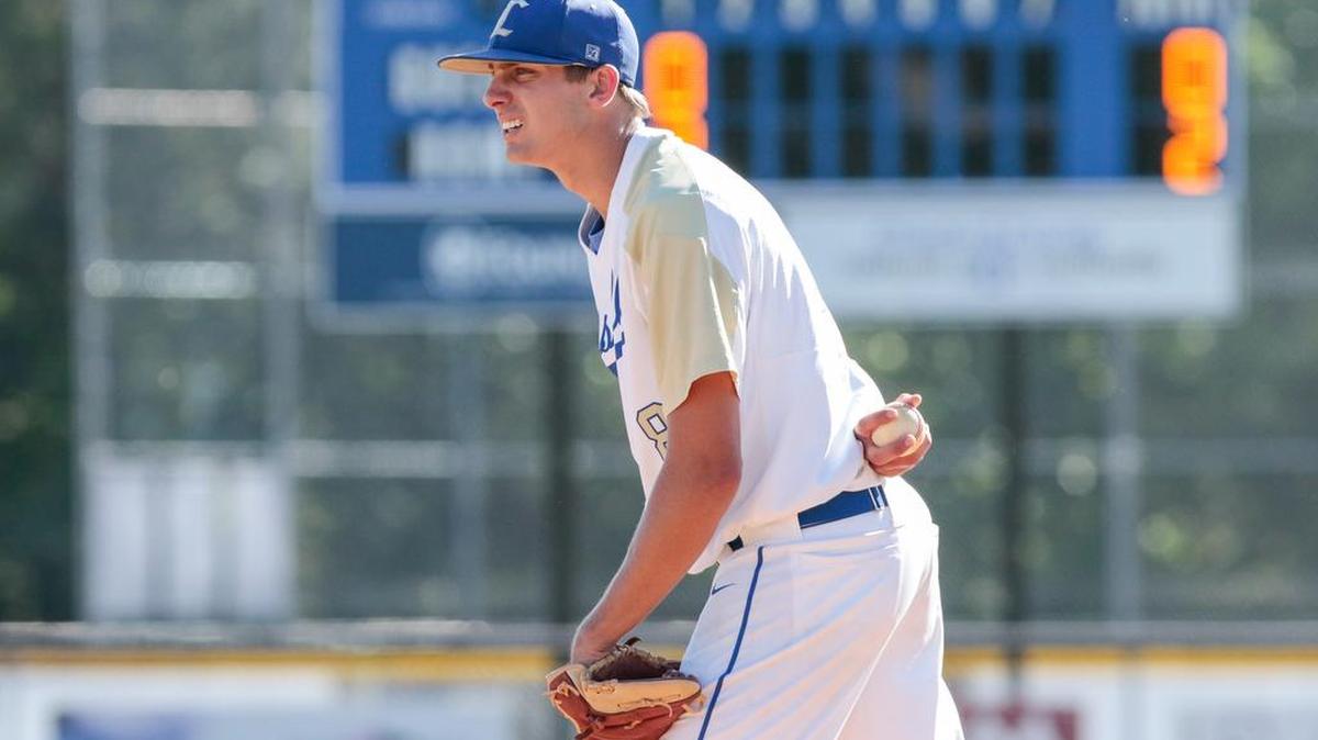 Lewisville pitcher Trey Keels prepares to throw as Lewisville hosts McBee in Upper State Baseball tournament play, Monday 5-8-2017.