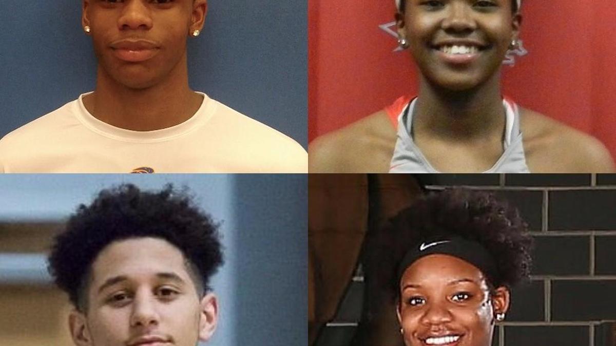 The Herald’s high school basketball players of the month (clockwise from top left): Lewisville’s Mikail Fourney, South Pointe’s Jamia Blake, Rock Hill’s Rikoya Anderson and York Prep’s Tracus Chisholm.