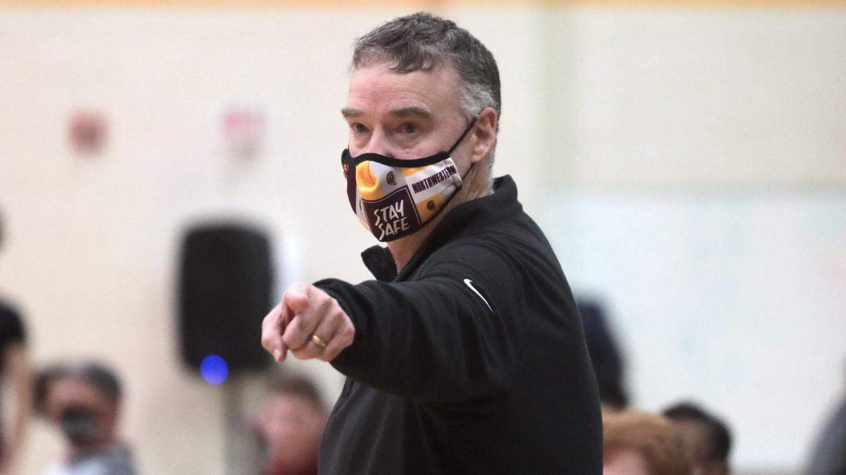 Northwestern High School varsity boys basketball coach John Bramlett coaches his team Tuesday at the school.