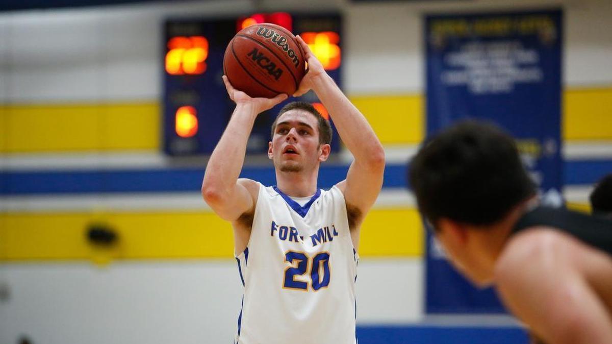 Fort Mill's Tanner Mitchell makes his way to the free throw line as Fort Mill hosts Nation Ford in boys varsity basketball.