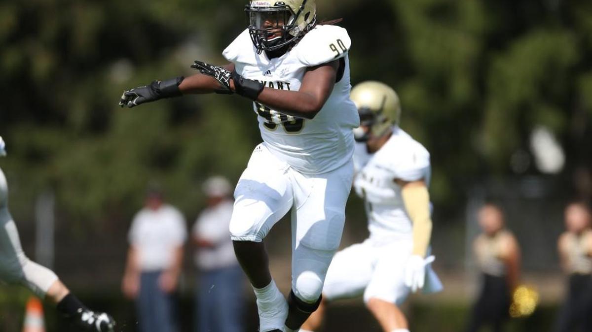
Nation Ford’s Abri Tate had a big game during Bryant’s win over Duquesne.
