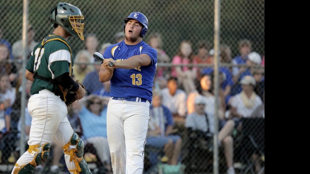 
Lewisville High School's Denver Mosley reacts after striking out in Game 3 of the Class A state championship series against Latta High School on Friday night, May 22, 2015, at Cheraw High School. Latta won, 6-4, winning the 1A state championship.
