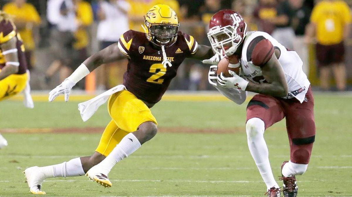 New Mexico State wide receiver Jaleel Scott (16) in the second half during an NCAA college football game against Arizona State, Thursday, Aug. 31, 2017, in Tempe, Ariz. Arizona State defeated New Mexico State 37-31.