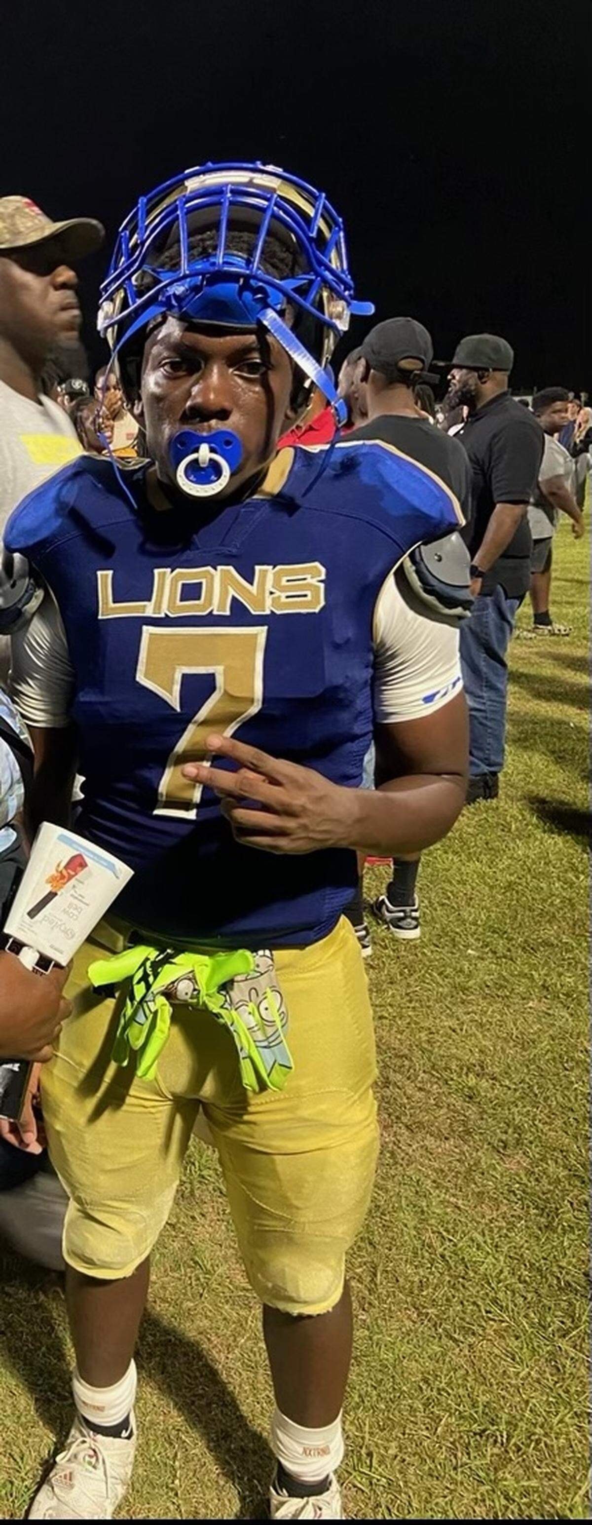 Evans is a freshman middle linebacker for the Lewisville Lions.