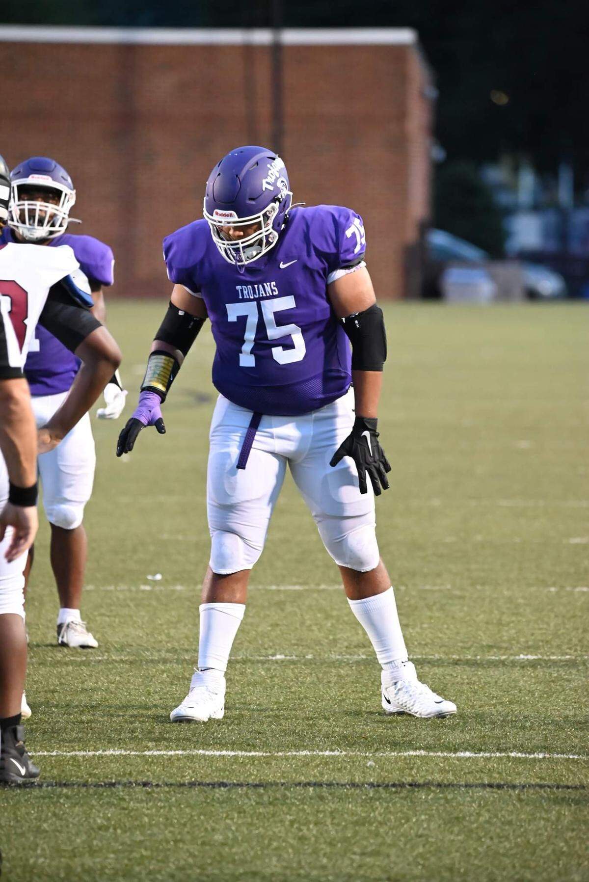 Knox (75) was an anchor on the Trojans offensive line, helping the offense gain over 5,000 yards and score 44 total offensive touchdowns. (Shot by Marlos Barnette)