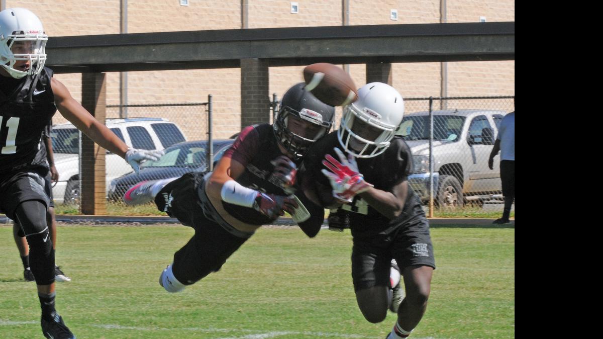 
A York Cougar broke on the ball to disrupt a pass intended for Rock Hill’s Cam Long.
