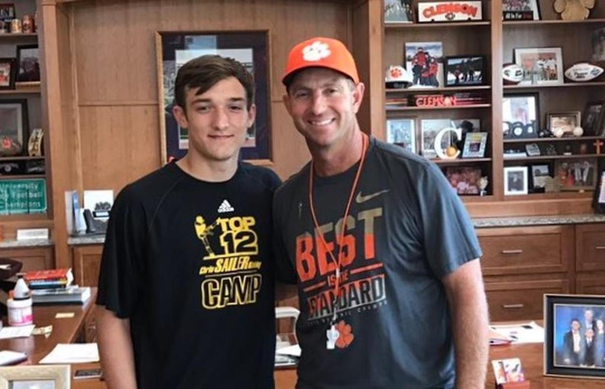 B.T. Potter tweeted a photo of himself on Wednesday standing alongside Clemson football coach Dabo Swinney.