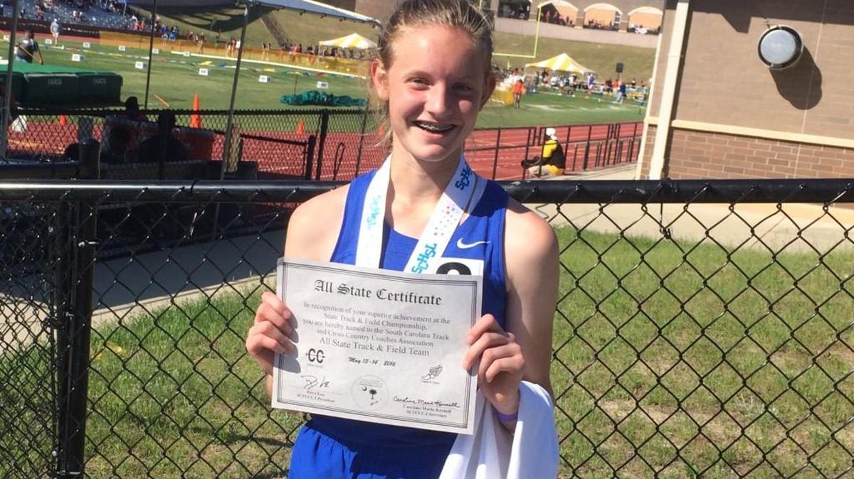 Indian Land eighth grader Kaitlyn Rodman became the Warriors’ first female - and middle schooler - to win an SCHSL track and field state championship. Rodman won the 2A 1600 meters.