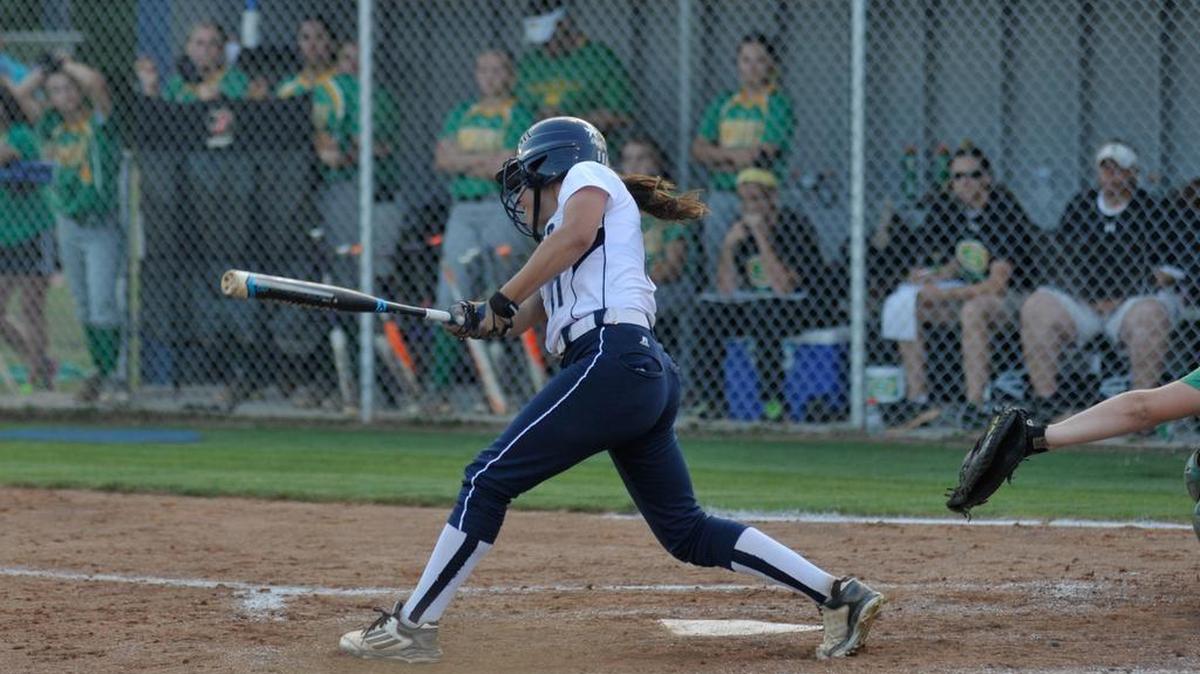 Katie Robinson’s two-run hit helped Clover to a 4-1 win in the Blue Eagles’ home game against Summerville in last year’s 4A state championship softball series. Robinson will be a key contributor for Clover this spring.